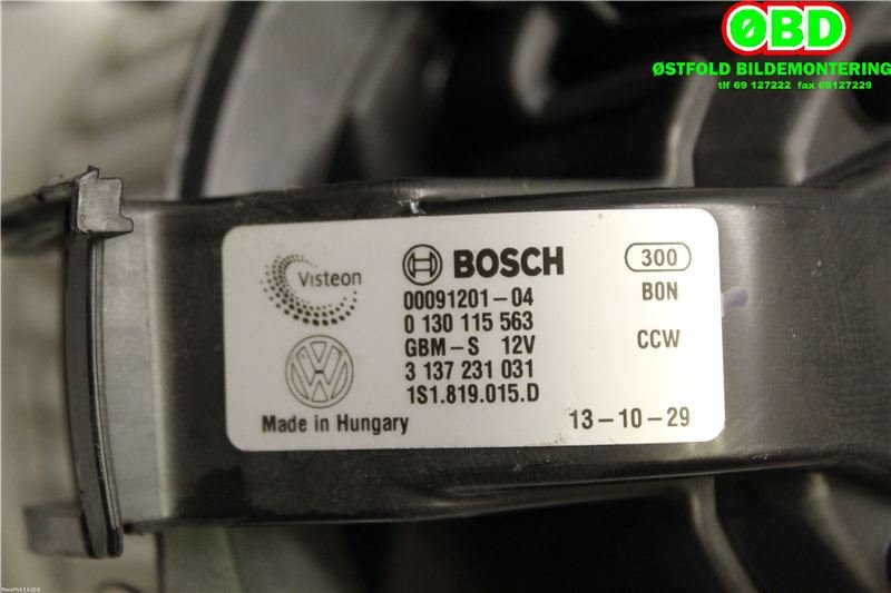 Varmeapparat motor til VW E-Up 2013-2019  (VOLKSWAGEN|1S1 819 015 D||1S1819015D)