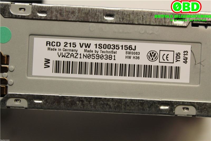 Bilstereo til VW E-Up 2013-2019  (VOLKSWAGEN||1S0035156J)