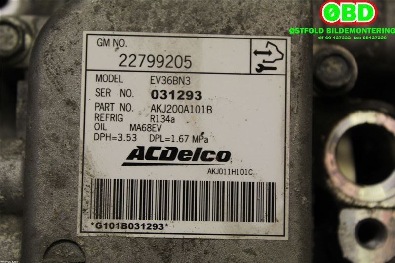 Aircondition kompressor til Opel Ampera 2012-2014 (Type I)  (OPEL|22753244|22799205|AKJ200A101B)