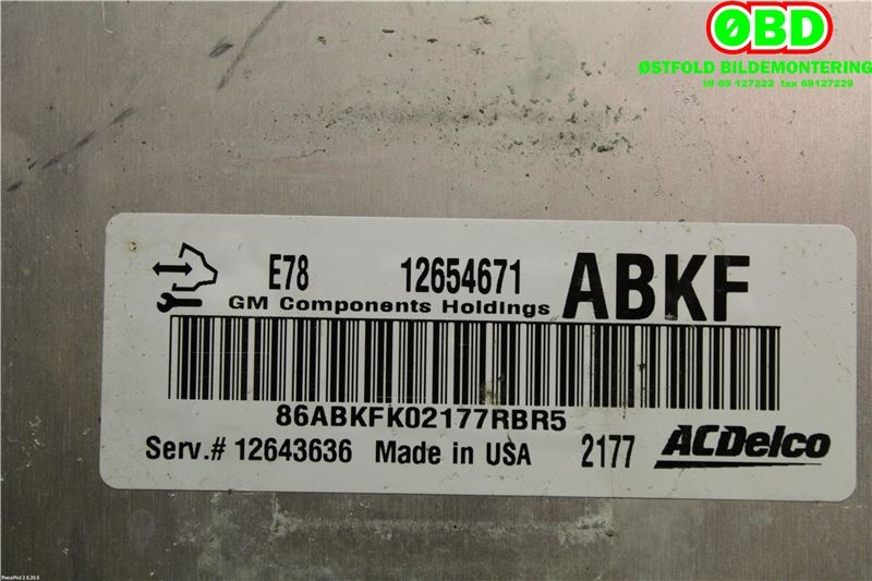 Styreenhet motor til Opel Ampera 2012-2014 (Type I)  (OPEL|12643636|1247282|12654671)
