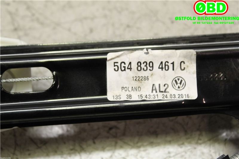 Ruteheis venstre bak til VW Golf VII 2012-2017 (Fase 1)  (VOLKSWAGEN GOLF|5G4 839 461 C||5G4839461C)