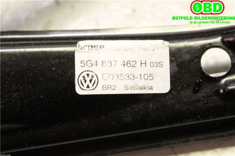 Ruteheis høyre foran til VW Golf VII 2012-2017 (Fase 1)  (VOLKSWAGEN GOLF|5G4 837 462 H||5G4837462H)