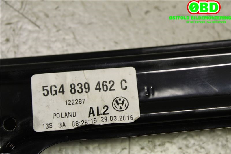 Ruteheis høyre bak til VW Golf VII 2012-2017 (Fase 1)  (VOLKSWAGEN GOLF|5G4 839 462 C||5G4839462C)