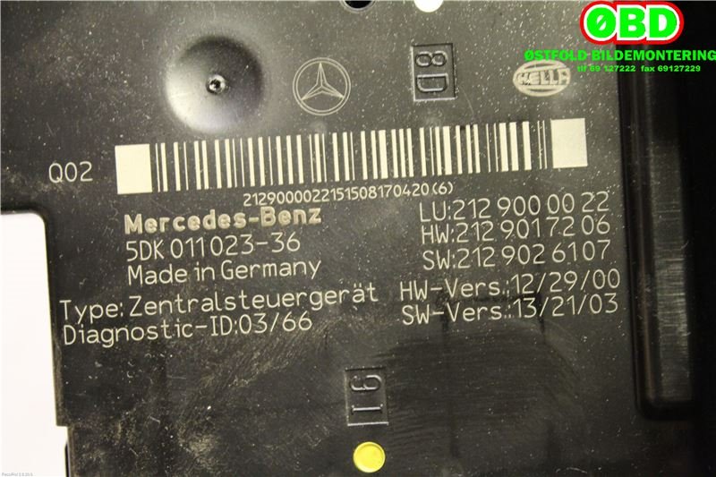 Sikringsboks til Mercedes E-Klasse 2013-2016 (Fase 2) (W212) (W212) (MERCEDES|A 212 900 41 22||2129000022)