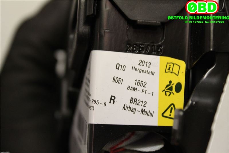 Airbag sidepute høyre til Mercedes E-Klasse 2013-2016 (Fase 2) (W212) (W212) (MERCEDES|A 212 860 24 02||2128602402)