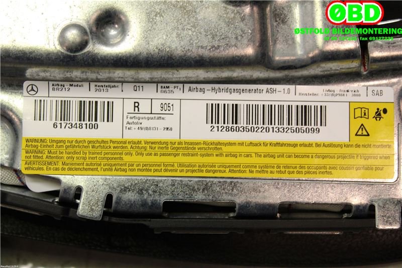 Airbag sidepute høyre til Mercedes E-Klasse 2013-2016 (Fase 2) (W212) (W212) (MERCEDES|A 212 860 35 02||2128603502)