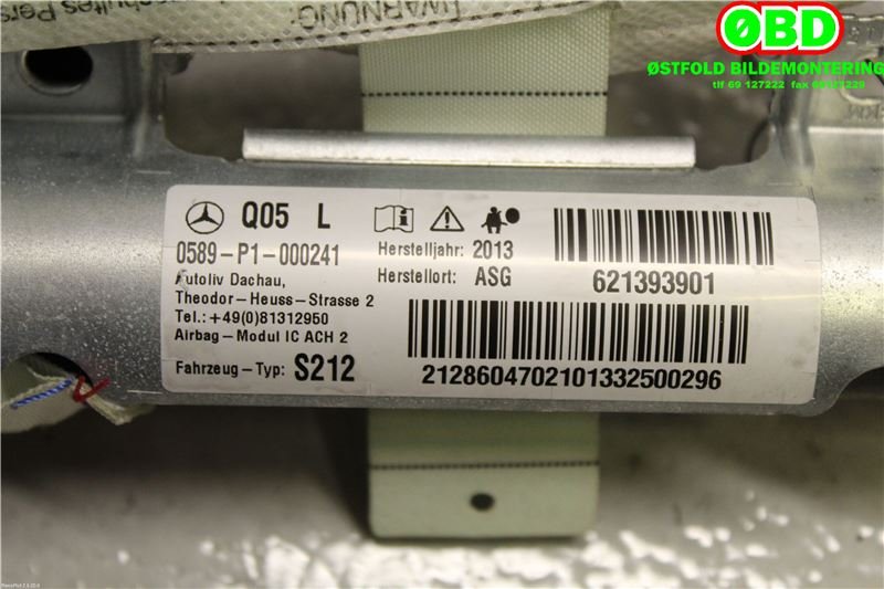 Airbag gardin venstre til Mercedes E-Klasse 2013-2016 (Fase 2) (W212) (W212) (MERCEDES|A 212 860 47 02||2128604702)