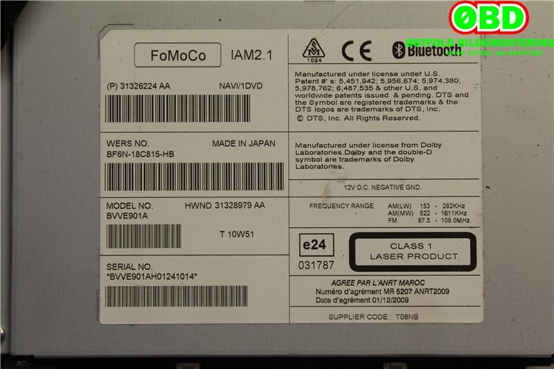 Bilstereo navigasjon til Volvo XC60 2008-2013 (Type I, Fase 1)  (VOLVO||31326224AA)