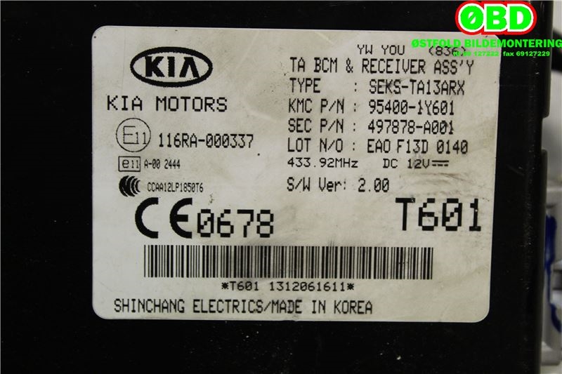 Styreenhet diverse til Kia Picanto 2011-2017 (Type II) (KIA|954001Y601|)