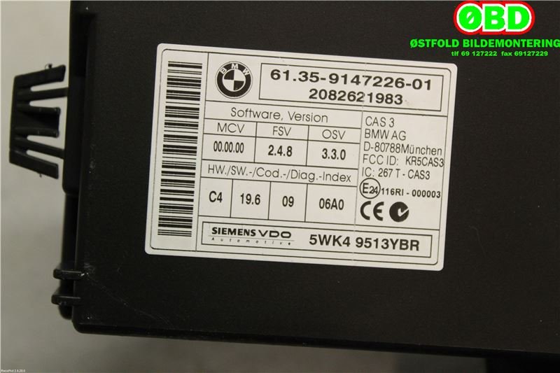 Styreenhet tenning til BMW 1-Serie 2004-2011 (E81/E82/E87/E88) (E81/E82/E87/E88) (BMW|61 35 9 395 657||61359147226)