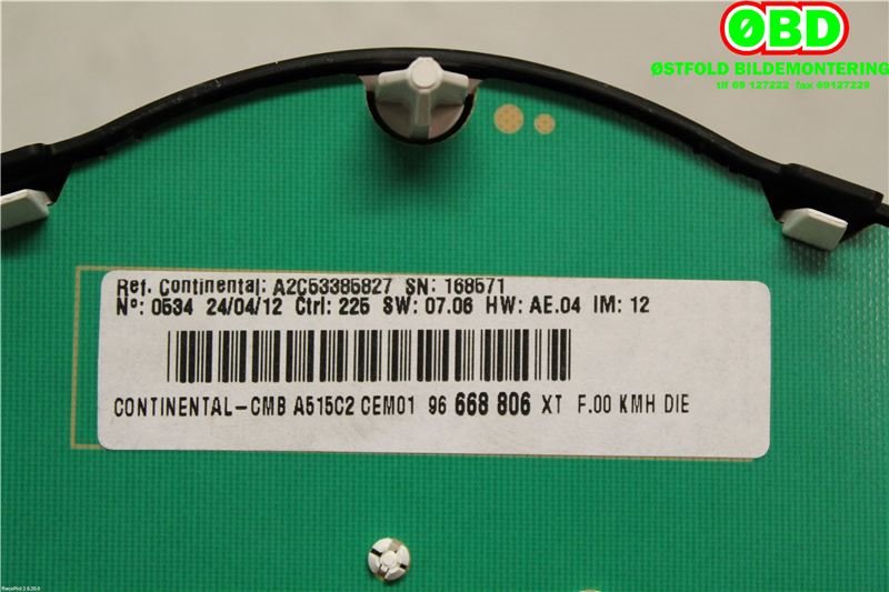 Instrumentpanel til Citroën C3 2010-2016 (Type II)  (CITROEN|96668806XT|98041181XT)