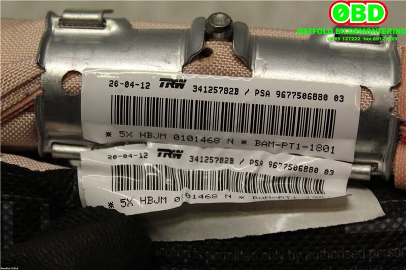 Airbag gardin høyre til Citroën C3 2010-2016 (Type II)  (CITROEN|9677506880|)