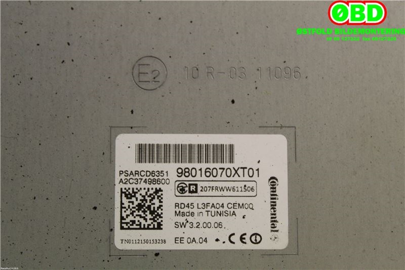 Bilstereo til Citroën C3 2010-2016 (Type II) (CITROEN|16089128XT|1616151180|98016070XT)