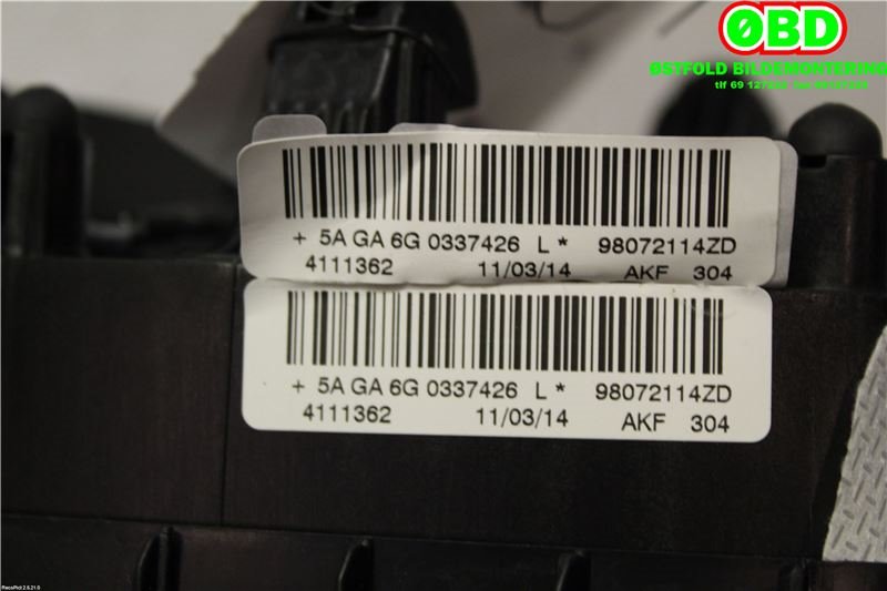 Airbag rattpute til Peugeot 2008 2013-2019 (Type I)  (PEUGEOT|98072114ZD|)