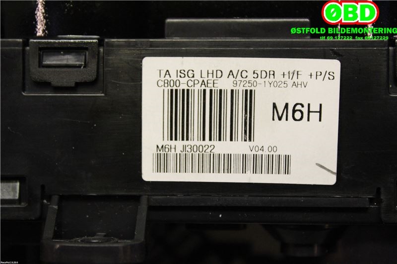 Varmeapparat betjening til Kia Picanto 2011-2017 (Type II) (KIA|972501Y025AHV|)