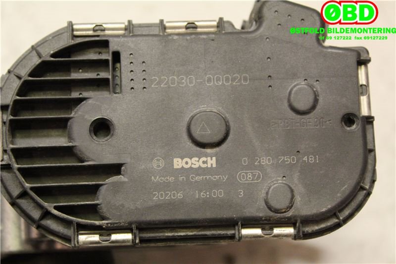 Spjeldhus til Toyota Yaris 2012-2014 (Type III, Fase 1) (TOYOTA|220300Q020|0280750481)