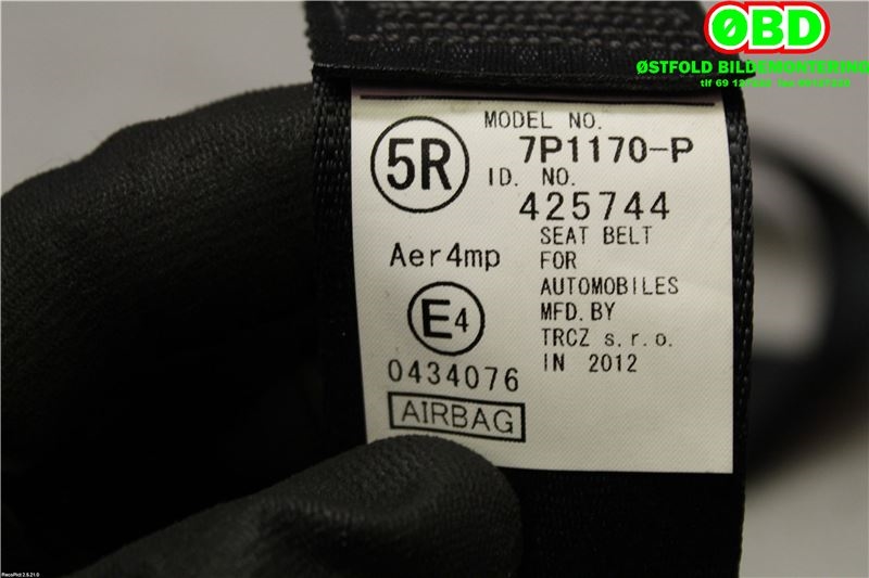Airbag beltestrammer til Peugeot 107 2006-2014  (PEUGEOT|16084057XZ|B0009075XZ|)
