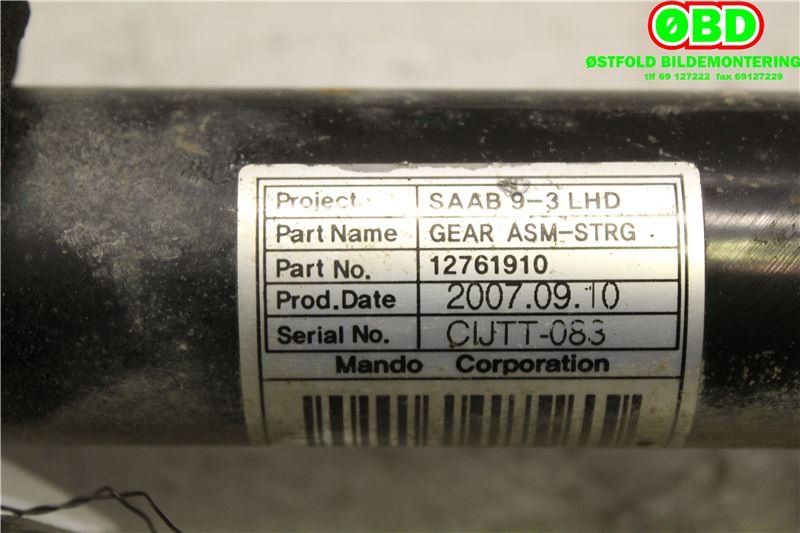 Tannstang til Saab 9-3 2008-2011 (Type II, Fase 2)  (SAAB||12761910)