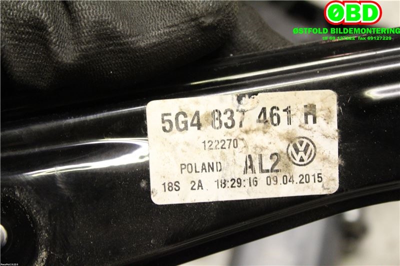 Ruteheis venstre foran til VW e-Golf 2014-2017 (Fase 1)  (VOLKSWAGEN|5G4 837 461 H||5G4837461H)