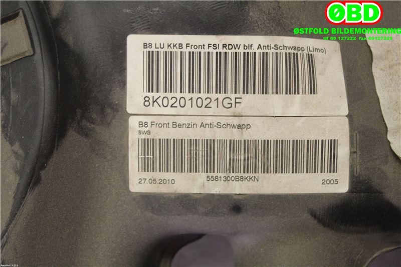 Bensintank til Audi A4 2007-2014 (Type IV) (B8) (B8) (8K0 201 055 Q||8K020121GF)