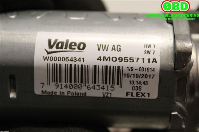 Viskermotor bakrute til Audi A4 2015-2019 (Type V, Fase 1) (B9) (B9) (AUDI A4 AVANT|4M0 955 711 A||4M0955711A)