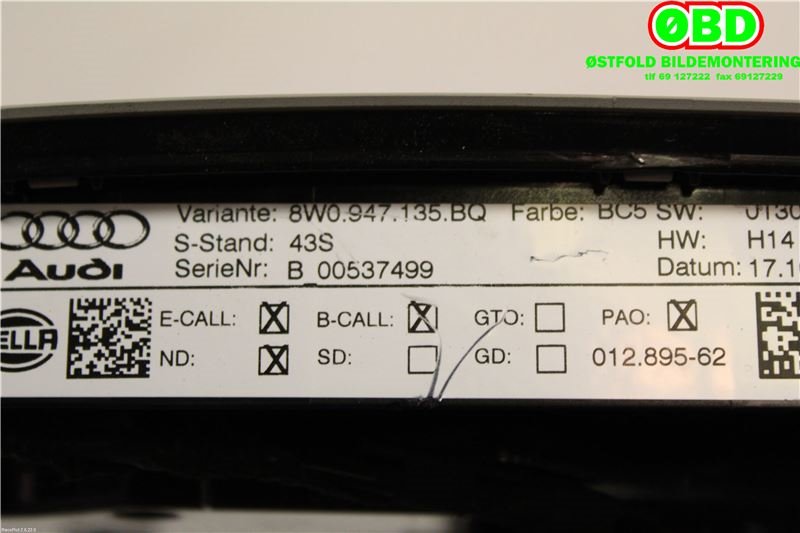 Taklyspanel til Audi A4 2015-2019 (Type V, Fase 1) (B9) (B9) (AUDI A4 AVANT|8W0947135BQ|)