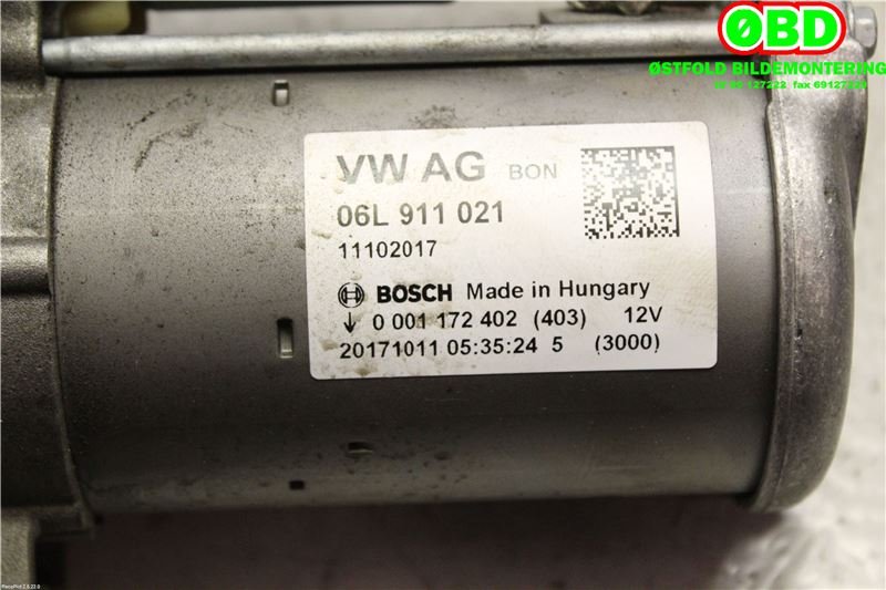 Starter til Audi A4 2015-2019 (Type V, Fase 1) (B9) (B9) (AUDI A4 AVANT|06L 911 021|06L 911 021 X|06L911021)