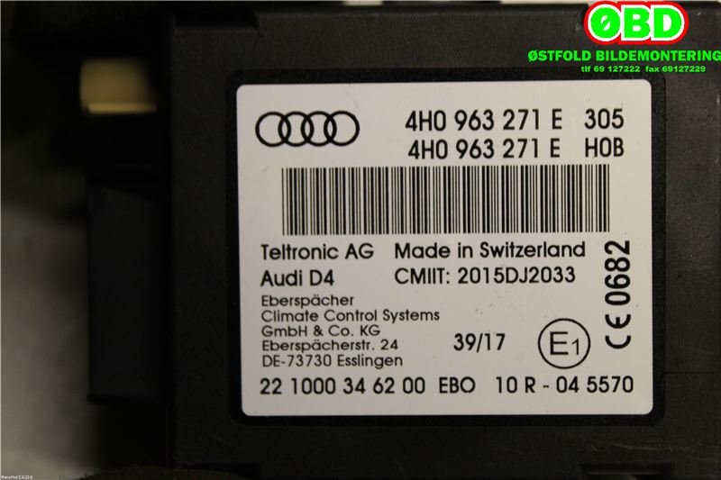Rele diverse til Audi A4 2015-2019 (Type V, Fase 1) (B9) (B9) (AUDI A4 AVANT|4H0963271E|)