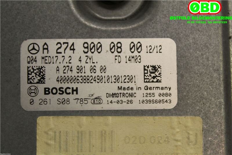 Styreenhet motor til Mercedes C-Klasse 2014-2018 (Fase 1) (W205) (W205) (MERCEDES|A 274 900 08 00|A 274 900 29 00|2749000800)