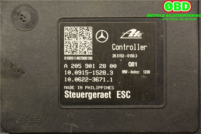 ABS sentral til Mercedes C-Klasse 2014-2018 (Fase 1) (W205) (W205) (MERCEDES|A 205 431 01 00|A 205 431 37 12|2054313112)