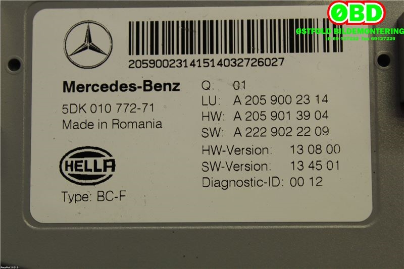 Styreenhet diverse til Mercedes C-Klasse 2014-2018 (Fase 1) (W205) (W205) (MERCEDES|A 205 900 23 14|A 205 900 63 30|2059002314)
