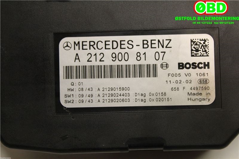 Sikringsboks til Mercedes C-Klasse 2011-2014 (Fase 2) (W204) (W204) (MERCEDES|A 212 900 62 12|A 231 900 77 07|2129008107)