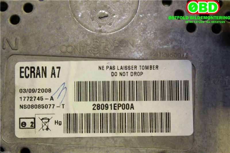 Instrument kjørecomputer til Nissan Qashqai 2007-2010 (Type I, Fase 1)  (NISSAN|28091EP00A|)