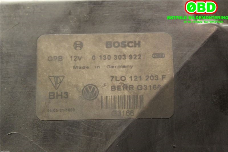 Kjølevifte til VW Touareg 2003-2007 (Type I, Fase 1) (VOLKSWAGEN|7L0 959 455 F|7L0 959 455 G|)