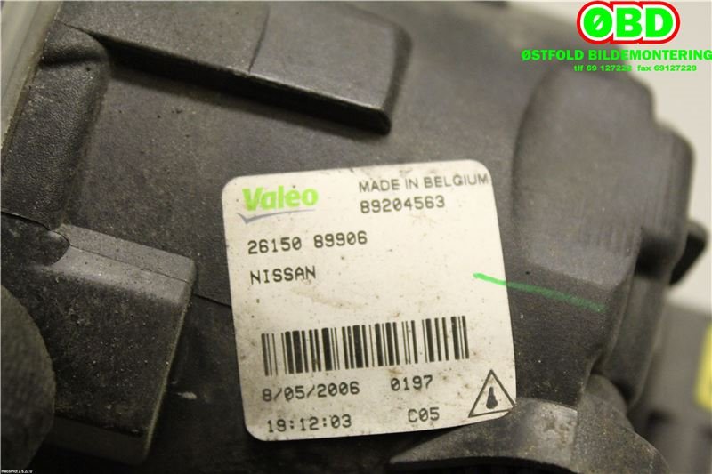 Tåkelykt venstre foran til Nissan Note 2006-2013 (Type I)  (NISSAN|2615089906|261508993B)