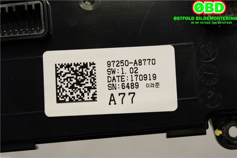 Varmeapparat betjening til Kia Optima 2017-2020  (Elektrisitet (ladbar) + bensin|97250A8770WK||97250A8770)