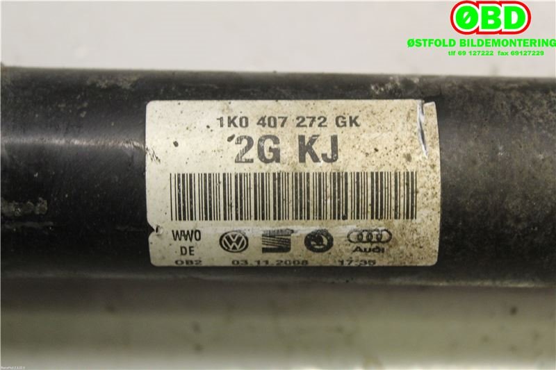 Drivaksel høyre foran til VW Golf VI 2008-2012  (VOLKSWAGEN|1K0 407 272 GK|5Q0 407 272 FF|1K0407272GK)