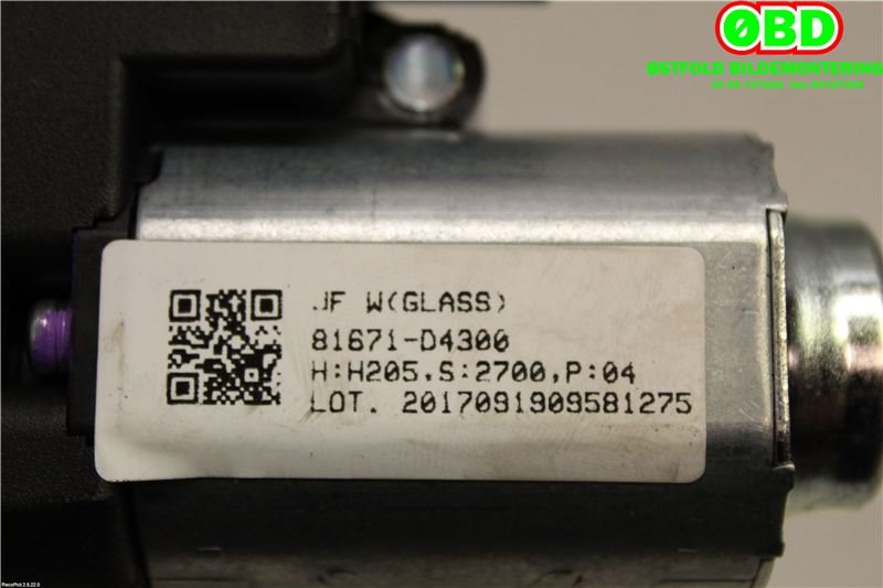 Takluke motor til Kia Optima 2017-2020  (Elektrisitet (ladbar) + bensin|81671D4300|)