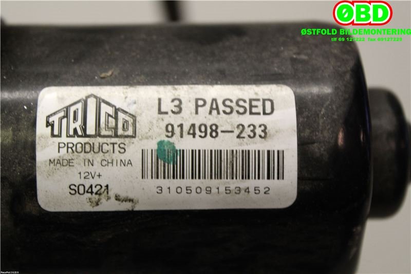 Viskermotor frontrute til Opel Meriva A 2003-2010  (OPEL|23003807|6270045|)