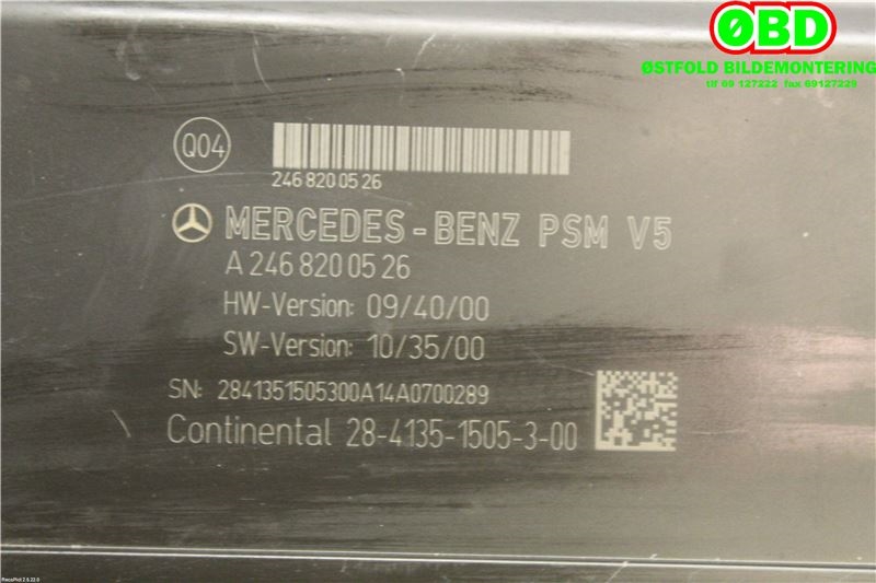 Styreenhet diverse til Mercedes A-Klasse 2012-2018 (W176) (W176) (MERCEDES|A 246 820 05 26||2468200526)
