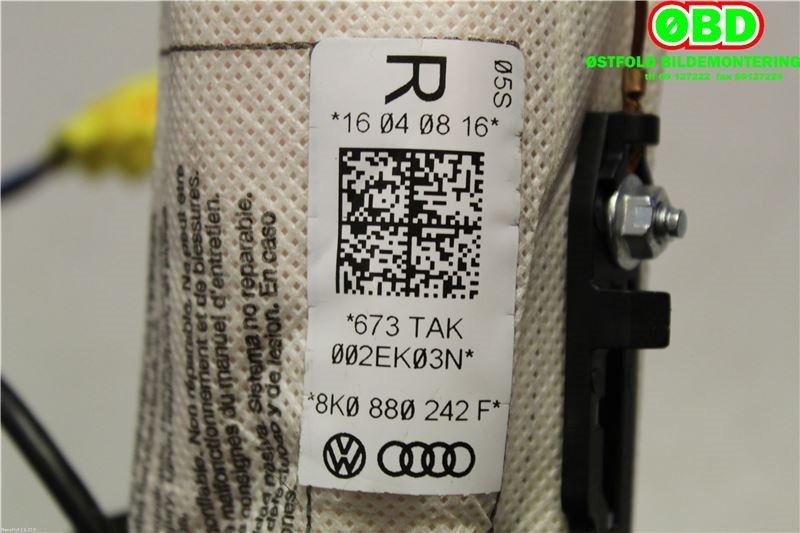 Airbag sidepute høyre til Audi A4 2007-2014 (Type IV) (B8) (B8) (AUDI|8K0 880 242 F||8K0880242F)