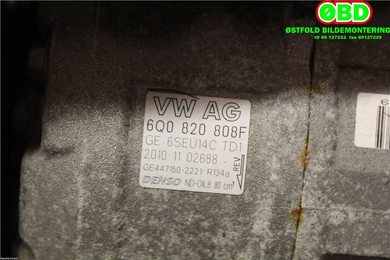 Aircondition kompressor til Škoda Fabia 2010-2014 (Type II, Fase 2) (SKODA|6Q0 820 808 F||6Q0820808F)