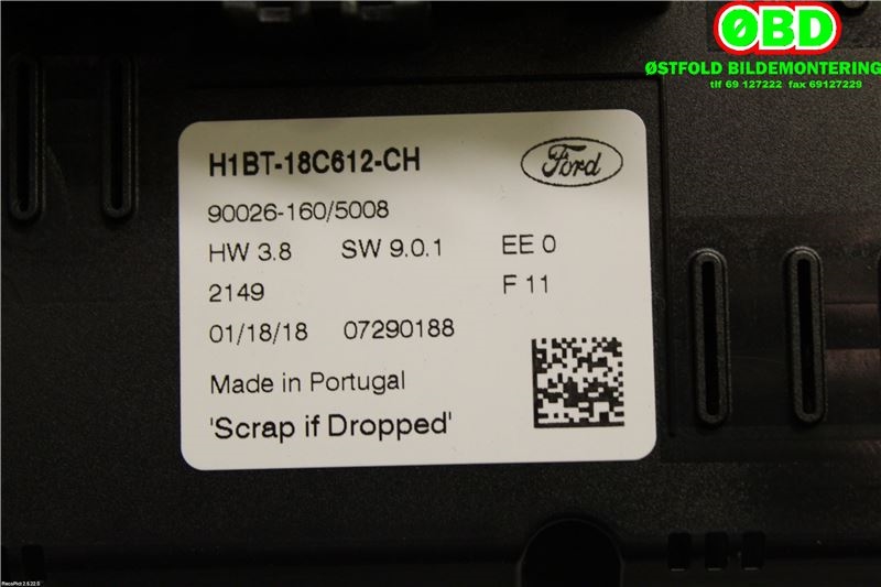 Varmeapparat betjening til Ford Fiesta 2017-->> (Type VII) (FORD FIESTA|2223546||H1BT18C612CH)