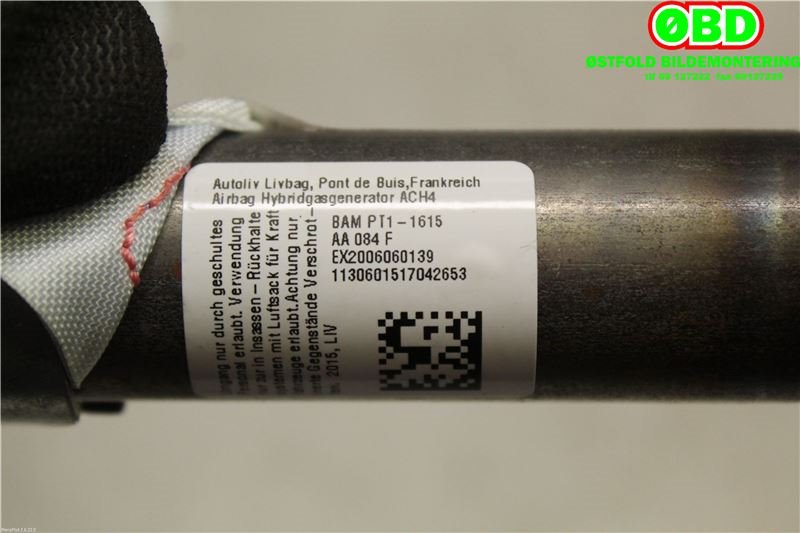 Airbag gardin venstre til Toyota Yaris 2014-2020 (Type III, Fase 2) (TOYOTA|621800D031|)