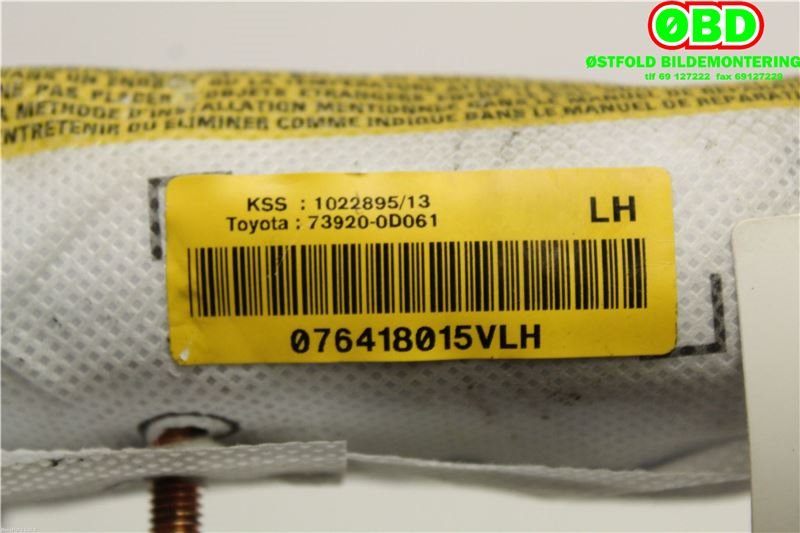 Airbag sidepute venstre til Toyota Yaris 2014-2020 (Type III, Fase 2)  (TOYOTA|739200D061|)
