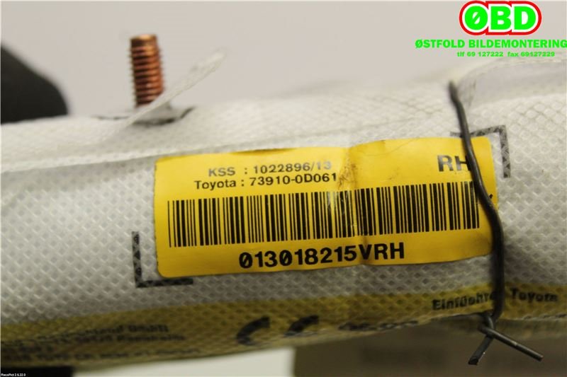 Airbag sidepute høyre til Toyota Yaris 2014-2020 (Type III, Fase 2)  (TOYOTA|739100D061|)