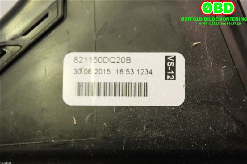 Sikringsboks til Toyota Yaris 2014-2020 (Type III, Fase 2) (TOYOTA|8274152100||821150DQ20B)