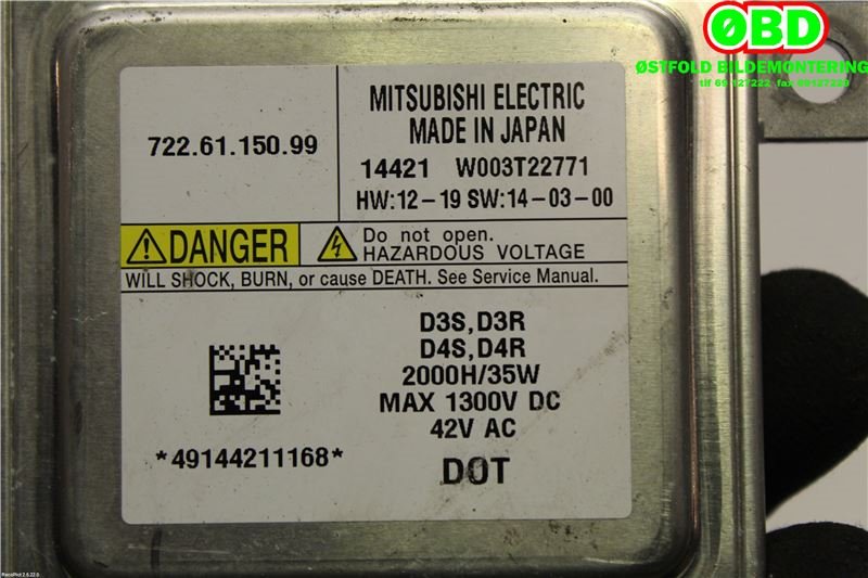 Styreenhet xenon/ballast til Volvo V40 2012-2019  (VOLVO|31335777|7226115099|W003T22771)