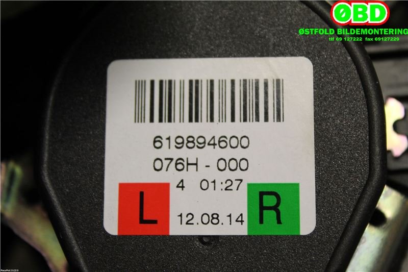 Airbag beltestrammer til Volvo V40 2012-2019  (VOLVO|31292072|)