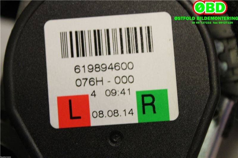 Airbag beltestrammer til Volvo V40 2012-2019  (VOLVO|31292072|)